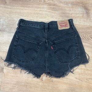 Levi's Black Frayed Hem High-Rise Denim Shorts